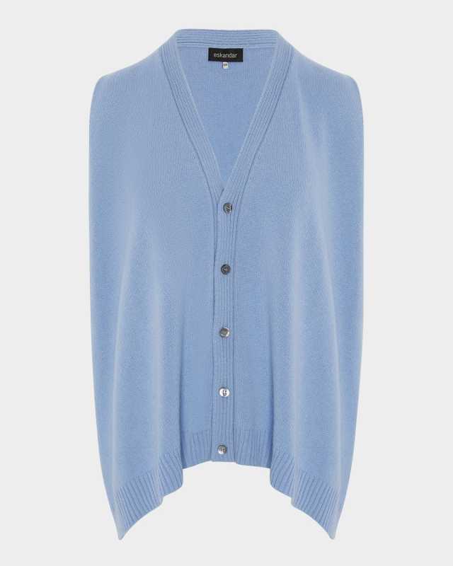 A-Line Sleeveless V-Neck Cashmere Cardigan (Mid Plus Length)